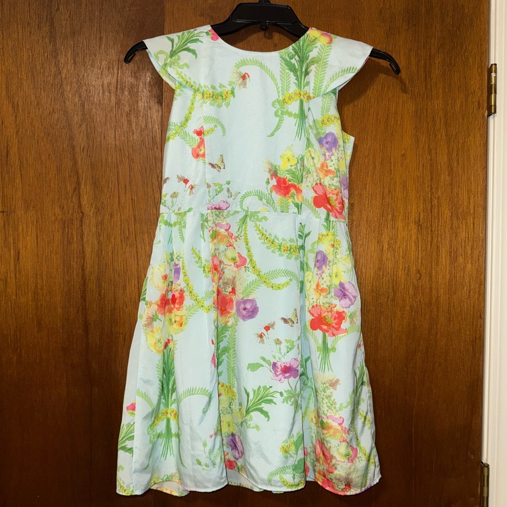🐠 Baker by Ted Baker Floral Kids Dress - Light Blue and Multicolor